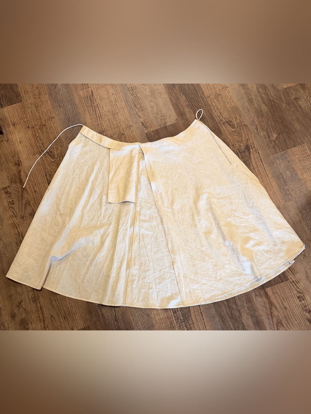 Haven Well Within Linen Wrap Midi Skirt Organic Cotton Oatmeal Cream Like New - Picture 3 of 8